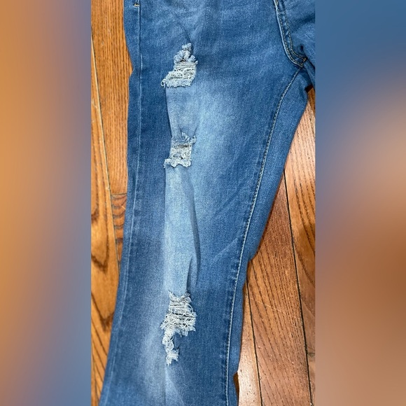 Almost Famous Distressed Blue Flare Jeans - Picture 9 of 10